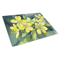 DAC1704LCB 15 x 12 in. Unisex South Carolina Yellow Jessamine in Watercolor Glass Cutting Board - Large