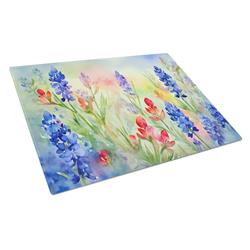 DAC1708LCB 15 x 12 in. Unisex Texas Bluebonnets in Watercolor Glass Cutting Board - Large