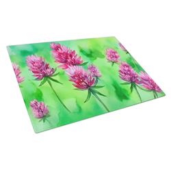 DAC1712LCB 15 x 12 in. Unisex Vermont Red Clover in Watercolor Glass Cutting Board - Large