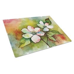 DAC1713LCB 15 x 12 in. Unisex Virginia American Dogwood in Watercolor Glass Cutting Board - Large