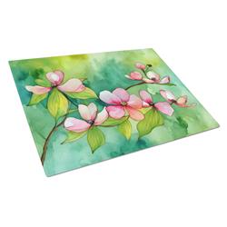 DAC1714LCB 15 x 12 in. Unisex Virginia American Dogwood in Watercolor Glass Cutting Board - Large