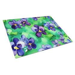 DAC1717LCB 15 x 12 in. Unisex Wisconsin Wood Violets in Watercolor Glass Cutting Board - Large