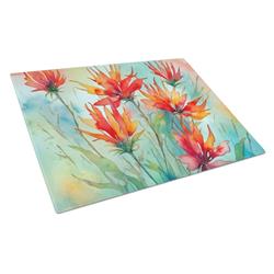 DAC1718LCB 15 x 12 in. Unisex Wyoming Indian Paintbrush in Watercolor Glass Cutting Board - Large