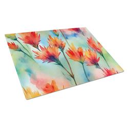 DAC1719LCB 15 x 12 in. Unisex Wyoming Indian Paintbrush in Watercolor Glass Cutting Board - Large