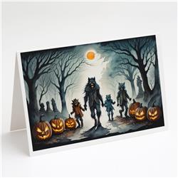 DAC2279GCA7P 5 x 7 in. Werewolves Spooky Halloween Greeting Cards & Envelopes - Pack of 8