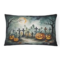 16 x 12 in. Unisex Graveyard Spooky Halloween Fabric Decorative Pillow