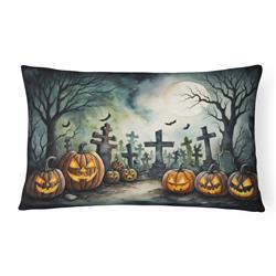 16 x 12 in. Unisex Graveyard Spooky Halloween Fabric Decorative Pillow