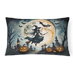 16 x 12 in. Unisex Flying Witch Spooky Halloween Fabric Decorative Pillow