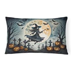16 x 12 in. Unisex Flying Witch Spooky Halloween Fabric Decorative Pillow