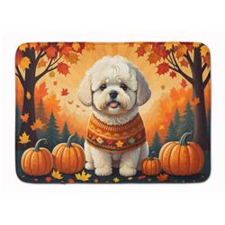 19 x 27 in. Unisex Bichon Frise Fall Memory Foam Kitchen Mat