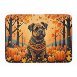 19 x 27 in. Unisex Border Terrier Fall Memory Foam Kitchen Mat