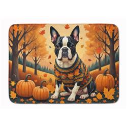 19 x 27 in. Unisex Boston Terrier Fall Memory Foam Kitchen Mat