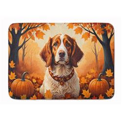19 x 27 in. Unisex Brittany Spaniel Fall Memory Foam Kitchen Mat