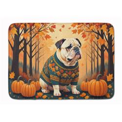 19 x 27 in. Unisex White English Bulldog Fall Memory Foam Kitchen Mat