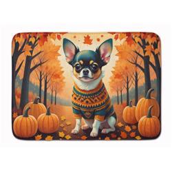 19 x 27 in. Unisex Tricolor Chihuahua Fall Memory Foam Kitchen Mat