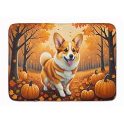 19 x 27 in. Unisex Corgi Fall Memory Foam Kitchen Mat