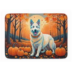 19 x 27 in. Unisex White German Shepherd Fall Memory Foam Kitchen Mat