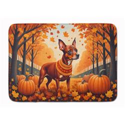 19 x 27 in. Unisex Red Miniature Pinscher Fall Memory Foam Kitchen Mat