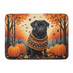 19 x 27 in. Unisex Black Pug Fall Memory Foam Kitchen Mat