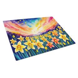 DAC1425LCB 15 x 12 in. Daffodils in Color Glass Cutting Board - Large
