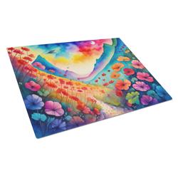 DAC1435LCB 15 x 12 in. Geraniums in Color Glass Cutting Board - Large