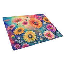 DAC1436LCB 15 x 12 in. Unisex Gerbera Daisies in Color Glass Cutting Board - Large
