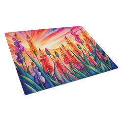 DAC1437LCB 15 x 12 in. Gladiolus in Color Glass Cutting Board - Large