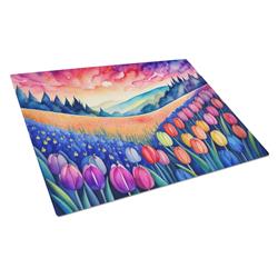 DAC1439LCB 15 x 12 in. Hyacinths in Color Glass Cutting Board - Large