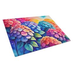 DAC1440LCB 15 x 12 in. Hydrangeas in Color Glass Cutting Board - Large