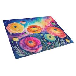 DAC1456LCB 15 x 12 in. Ranunculus in Color Glass Cutting Board - Large