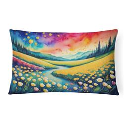 16 x 12 in. Unisex Buttercups in Color Fabric Decorative Pillow