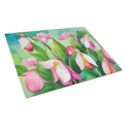 DAC1674LCB 15 x 12 in. Unisex Minnesota Pink & White Ladys Slippers in Watercolor Glass Cutting Board - Large
