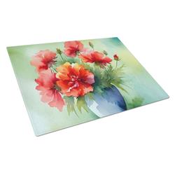 DAC1699LCB 15 x 12 in. Unisex Ohio Scarlet Carnations in Watercolor Glass Cutting Board - Large
