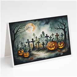 DAC2216GCA7P 5 x 7 in. Graveyard Spooky Halloween Greeting Cards & Envelopes - Pack of 8