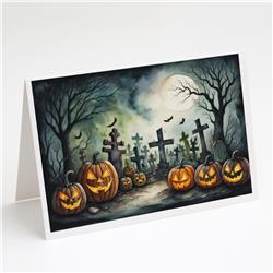 DAC2217GCA7P 5 x 7 in. Graveyard Spooky Halloween Greeting Cards & Envelopes - Pack of 8
