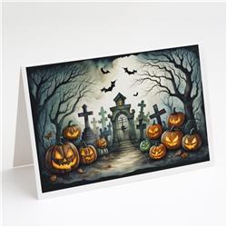 DAC2222GCA7P 5 x 7 in. Graveyard Spooky Halloween Greeting Cards & Envelopes - Pack of 8