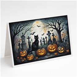 DAC2223GCA7P 5 x 7 in. Black Cat Spooky Halloween Greeting Cards & Envelopes - Pack of 8