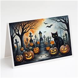 DAC2224GCA7P 5 x 7 in. Black Cat Spooky Halloween Greeting Cards & Envelopes - Pack of 8