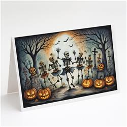 DAC2235GCA7P 5 x 7 in. Dancing Skeletons Spooky Halloween Greeting Cards & Envelopes - Pack of 8