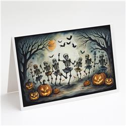 DAC2236GCA7P 5 x 7 in. Dancing Skeletons Spooky Halloween Greeting Cards & Envelopes - Pack of 8