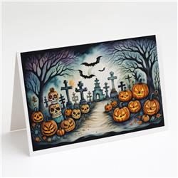 DAC2238GCA7P 5 x 7 in. Day of the Dead Spooky Halloween Greeting Cards & Envelopes - Pack of 8