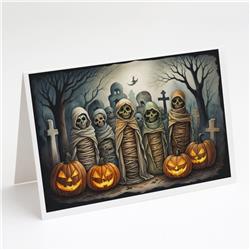 DAC2258GCA7P 5 x 7 in. Mummies Spooky Halloween Greeting Cards & Envelopes - Pack of 8