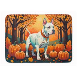 19 x 27 in. Unisex White Pit Bull Terrier Fall Memory Foam Kitchen Mat