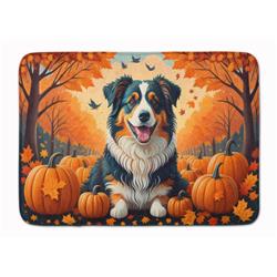 19 x 27 in. Unisex Australian Shepherd Terrier Fall Memory Foam Kitchen Mat