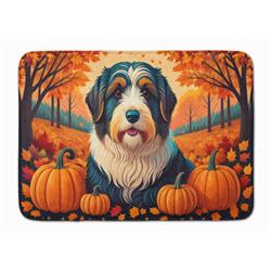 19 x 27 in. Unisex Bearded Collie Fall Memory Foam Kitchen Mat