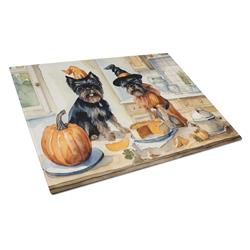 DAC1720LCB 15 x 12 in. Unisex Affenpinscher Fall Kitchen Pumpkins Glass Cutting Board - Large