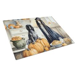 DAC1721LCB 15 x 12 in. Unisex Afghan Hound Fall Kitchen Pumpkins Glass Cutting Board - Large