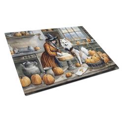 DAC1724LCB 15 x 12 in. Unisex American Eskimo Fall Kitchen Pumpkins Glass Cutting Board - Large