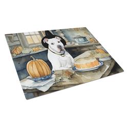 DAC1726LCB 15 x 12 in. Unisex Pit Bull Terrier Fall Kitchen Pumpkins Glass Cutting Board - Large