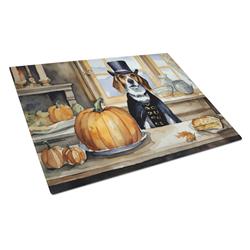DAC1732LCB 15 x 12 in. Unisex Beagle Fall Kitchen Pumpkins Glass Cutting Board - Large